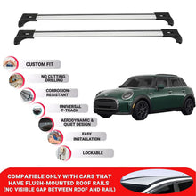 2X Car Roof Bars for Mini Cooper Hardtop 2014-2023 Lockable Roof Rack Grey