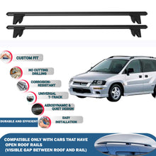 Lockable Roof Rack Cross Bars for Mitsubishi RVR 1997-2002 | Heavy Duty Rail Carrier 2 Pcs Black