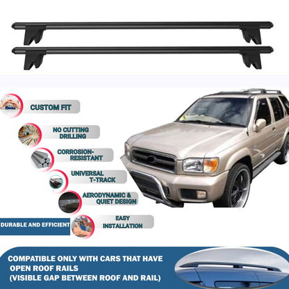 Lockable Roof Rack Cross Bars for Nissan Pathfinder 1996-2005 | Heavy Duty Rail Carrier 2 Pcs Black