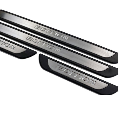 Axenture Universal  Chrome Door Sill Trim Plate Covers Scratch Guard 4 Pcs