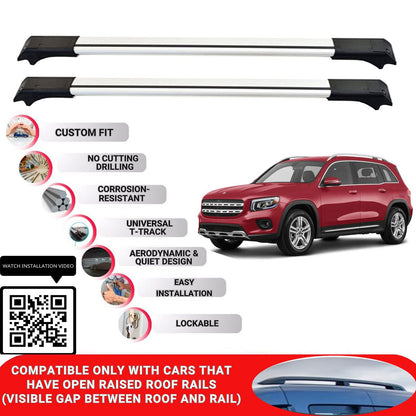 Roof Rack Cross Bars for Mercedes Glb X247 2020+ Lockable Roof Bars 2 Pcs Grey