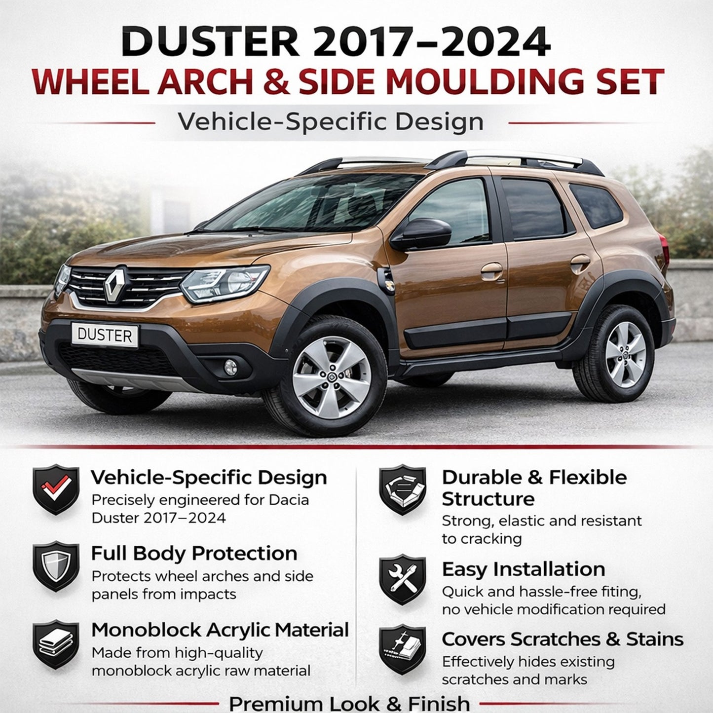 For Dacia Duster 2018-2023 ABS Fender & Door Moulding Body Kit Off-Road Model