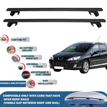Roof Rack Cross Bars for Peugeot 407 SW 2004-2011 Rail Carrier for Roof Tents 2 Pcs Black