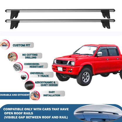 Lockable Roof Rack Cross Bars for Mitsubishi Triton L200 1996-2006 | Heavy Duty Rail Carrier 2 Pcs Grey