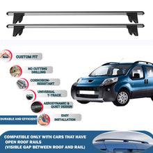 Lockable Roof Rack Cross Bars for Peugeot Bipper 2008-2017 | Heavy Duty Rail Carrier 2 Pcs Grey