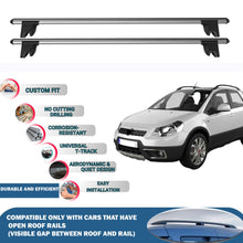 Lockable Roof Rack Cross Bars for Fiat Sedici 2004-2015 | Heavy Duty Rail Carrier 2 Pcs Grey