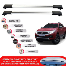 2X Car Roof Rack Cross Bars for Fiat Fullback 2016-2019 Lockable Roof Bars Grey