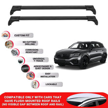 2X Car Roof Bars for Vw Touareg CR 2019+ Lockable Roof Rack Cross Bars Black