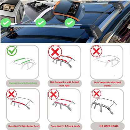 Roof Bars Rack for Audi A3 Sportback (8P) 2004-2012 Lockable Rail Carrier 2 Pcs Grey