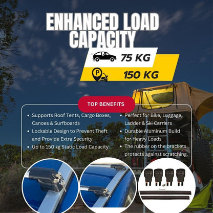 Roof Bar for Hyundai i30 2007-2011 Lockable Roof Rack Cross Bars 2 Pcs Black