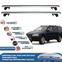 Roof Rack Cross Bars for Volvo Xc70 Estate 2000-2008 Rail Carrier for Roof Tents 2 Pcs Grey