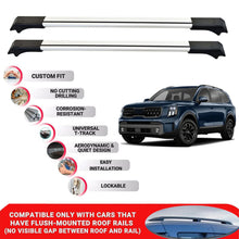 2X Car Roof Rack Cross Bars for Kia Tellirude 2020+ Lockable Roof Bars Grey