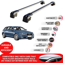 Roof Bars Rack for Audi A6 Avant (C6) 2005-2010 Lockable Rail Carrier 2 Pcs Grey