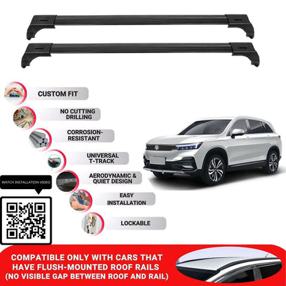 Roof Bars for Skyworth Ev 6 2021+ Lockable Roof Rack Cross Bars 2 Pcs Black
