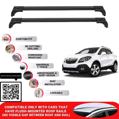 Roof Bars for Vauxhall Mokka 2013-2020 Lockable Roof Rack Cross Bar 2 Pcs Black