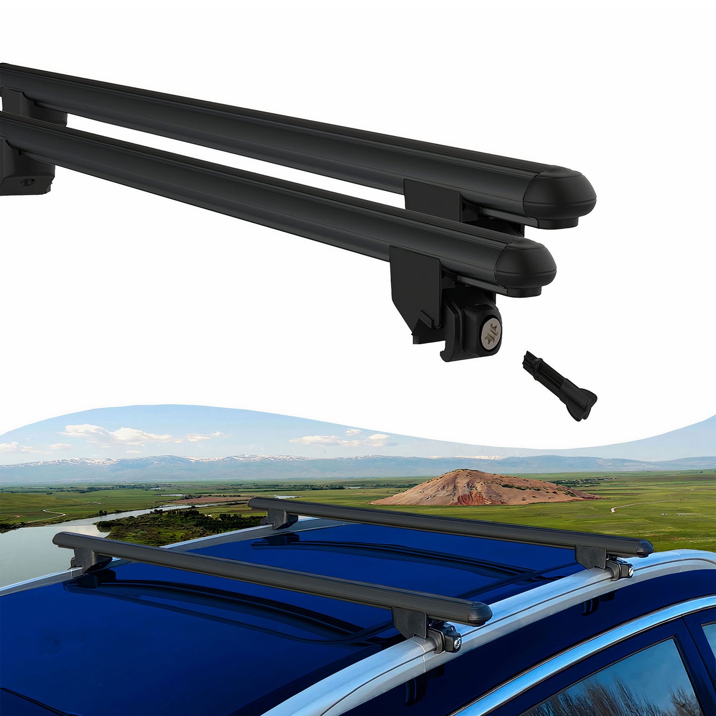 Roof Bars For Fiat 500X 2014-2023 Roof Rack Cross Bars 2 Pcs Black