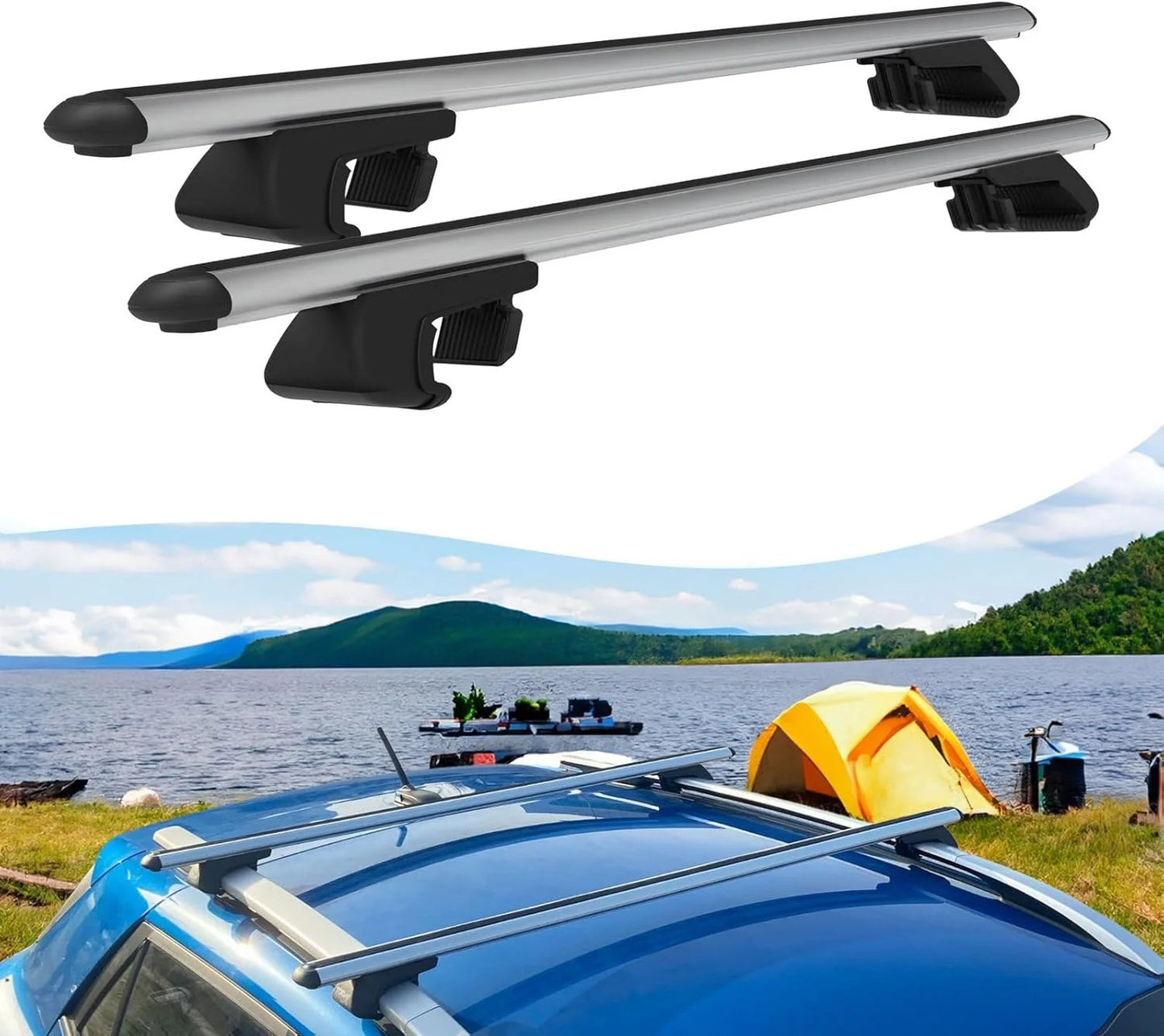 Roof Rack Cross Bars for Jeep Renegade 2014+ Aluminum Roof Bars 2 Pcs Silver