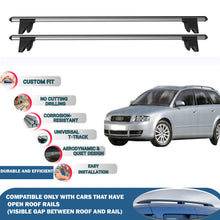 Lockable Roof Rack Cross Bars for Audi A4 Avant 2001-2003 | Heavy Duty Rail Carrier 2 Pcs Grey