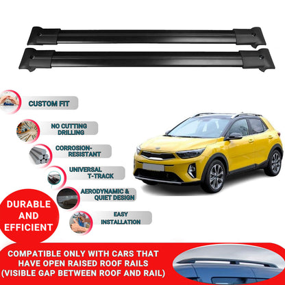 Roof Racks Cross Bars For Kia Stonic 2018-2023 2 Pcs Black