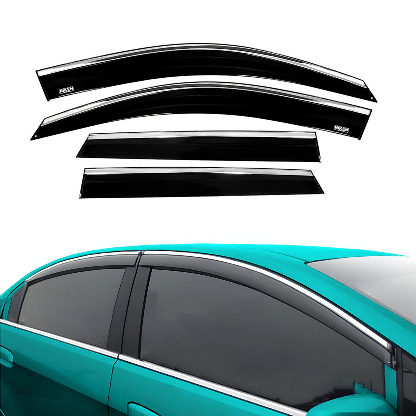Chrome Car Wind Deflector Set for Kia Sorento 2010-2015 - Rain Guard 4 pcs