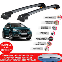 Roof Bar for Peugeot 2008 2013-2019 Lockable Roof Rack Cross Bars 2 Pcs Grey