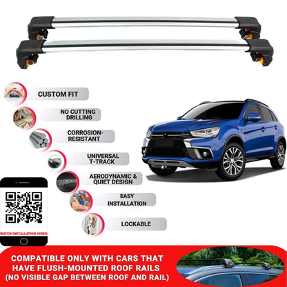 Premium Roof Bars For Mitsubishi Asx Suv 2010-2022 Secure Roof Rack Cross Bar 2 Pcss Grey
