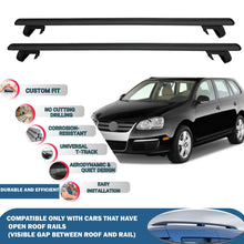 Roof Rack Cross Bars for Volkswagen Jetta Variant/S.wagen 2005-2010 Rail Carrier for Roof Tents 2 Pcs Black