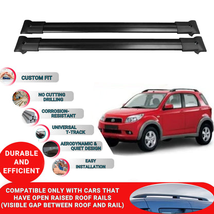 Roof Racks Cross Bars For Daihatsu Terios 2006-2017 2 Pcs Black