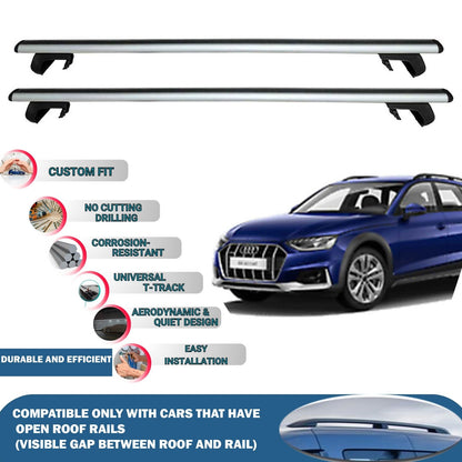 Roof Rack Cross Bars for Audi A4 Allroad 2016-2023 Rail Carrier for Roof Tents 2 Pcs Grey