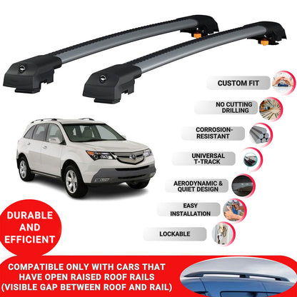 Roof Bar for Acura Mdx (Yd2) 2007-2013 Lockable Roof Rack Cross Bars 2 Pcs Grey