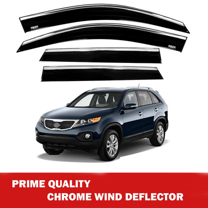 Chrome Car Wind Deflector Set for Kia Sorento 2010-2015 - Rain Guard 4 pcs