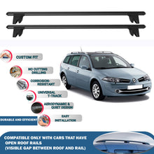 Lockable Roof Rack Cross Bars for Renault Megane Estate 2002-2008 | Heavy Duty Rail Carrier 2 Pcs Black