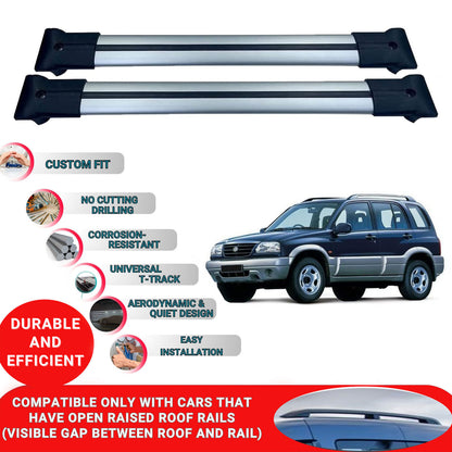 Roof Racks Cross Bars For Suzuki Vitara 1998-2006 2 Pcs Grey