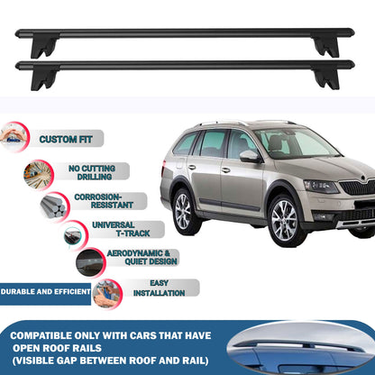 Lockable Roof Rack Cross Bars for Skoda Octavia Scout 2014-2019 | Heavy Duty Rail Carrier 2 Pcs Black