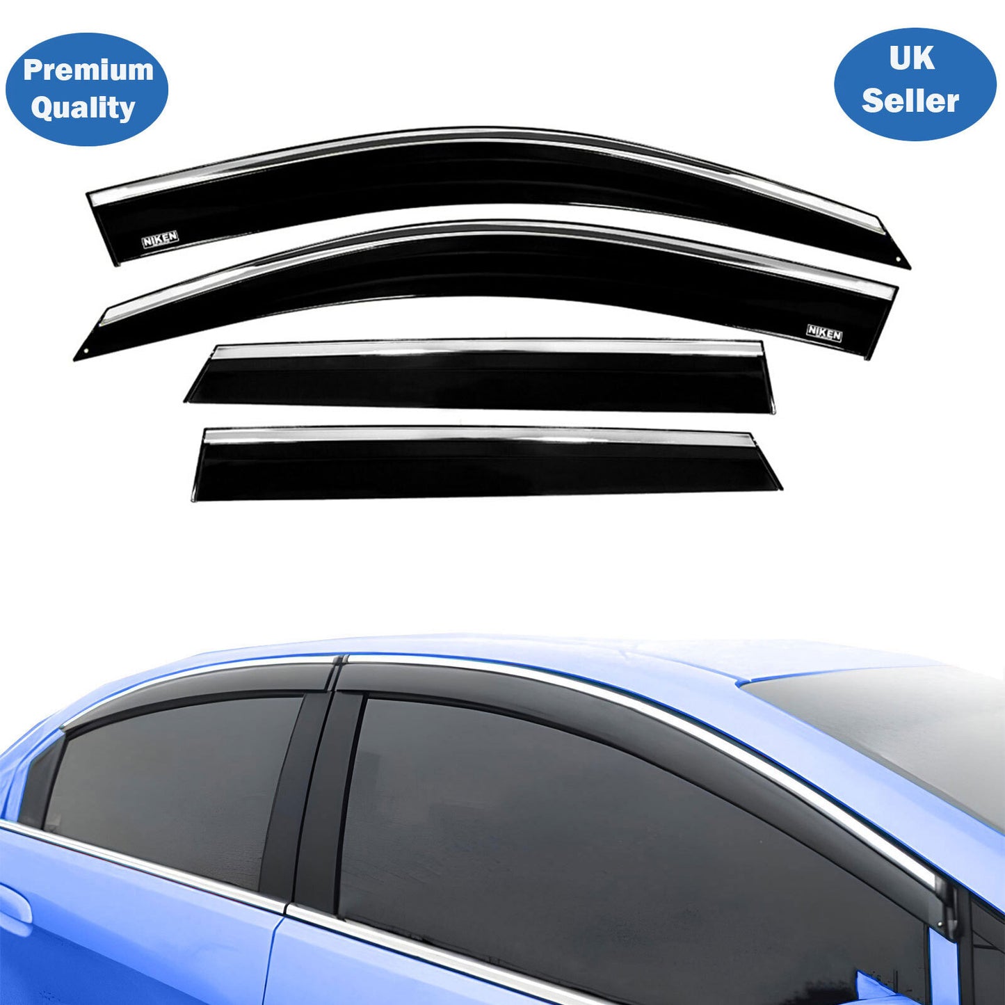Chrome Window Wind Deflector for Kia Sorento 2010 Onward Rain Guard Visors 4 pcs