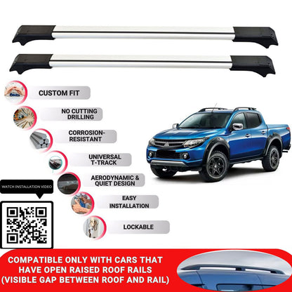 Roof Rack Cross Bars for Mitsubishi Triton 2016+ Lockable Roof Bars 2 Pcs Grey