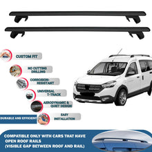 Roof Rack Cross Bars for Dacia Dokker 2012-2023 Rail Carrier for Roof Tents 2 Pcs Black