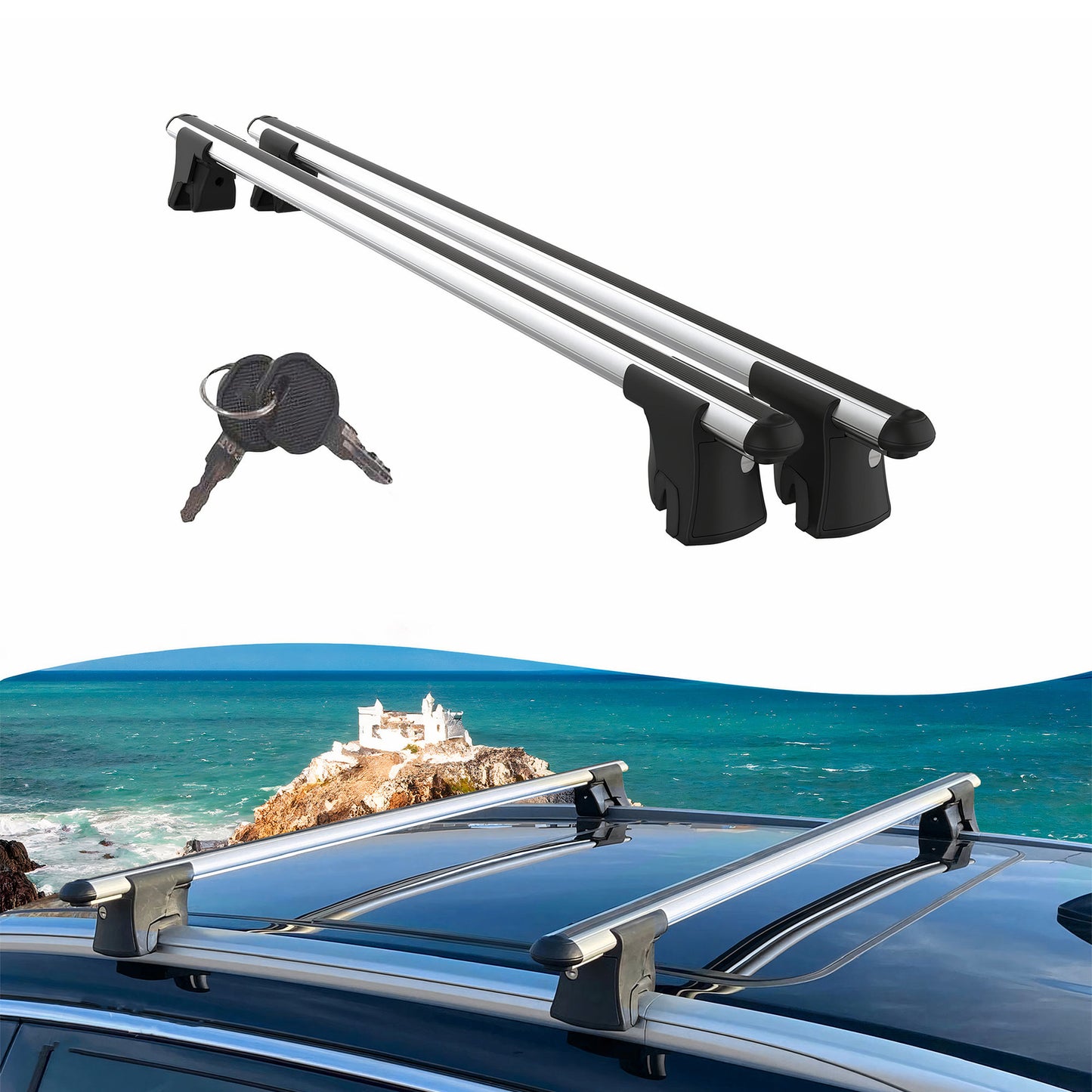 Premium Roof Bars for Ford Focus 2019-2023 Lockable Roof Rack Cross Bars 2 Pcs Grey