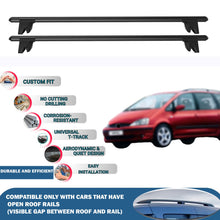 Lockable Roof Rack Cross Bars for Ford Galaxy 2001-2005 | Heavy Duty Rail Carrier 2 Pcs Black