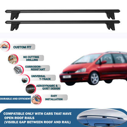 Lockable Roof Rack Cross Bars for Ford Galaxy 2001-2005 | Heavy Duty Rail Carrier 2 Pcs Black