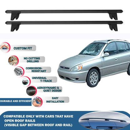 Lockable Roof Rack Cross Bars for Kia Rio SW 2000-2005 | Heavy Duty Rail Carrier 2 Pcs Black