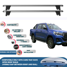Lockable Roof Rack Cross Bars for Toyota Hilux 2015-2023 | Heavy Duty Rail Carrier 2 Pcs Grey