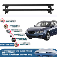 Lockable Roof Rack Cross Bars for Seat Exeo St 2009-2012 | Heavy Duty Rail Carrier 2 Pcs Black