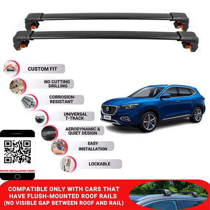 Premium Roof Bars For Mg Hs Suv 2018-2024 Secure Roof Rack Cross Bar 2 Pcss Secure Black