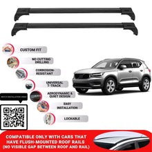 Roof Bars for Volvo Xc40 2018+ Lockable Roof Rack Cross Bars 2 Pcs Black