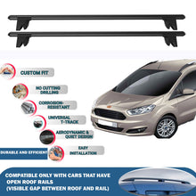 Lockable Roof Rack Cross Bars for Ford Tourneo Combi Courier 2014-2023 | Heavy Duty Rail Carrier 2 Pcs Black