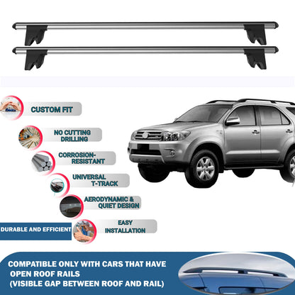 Lockable Roof Rack Cross Bars for Toyota Hilux SW4 2006-2015 | Heavy Duty Rail Carrier 2 Pcs Grey