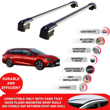 Roof Bars Rack for Seat Leon/Cupra 2021+ Lockable Rail Carrier 2 Pcs Grey