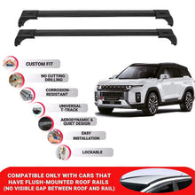 2X Car Roof Bars for Ssangyong Torres 2023+ Lockable Roof Rack Cross Bars Black
