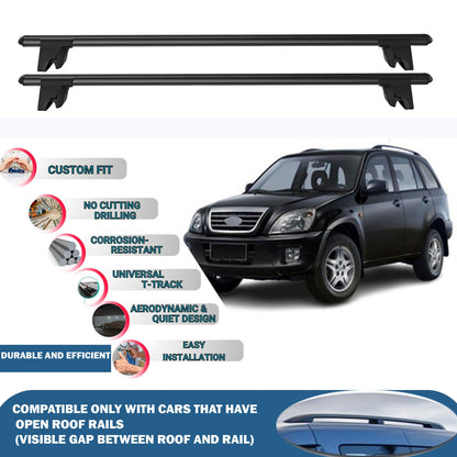 Lockable Roof Rack Cross Bars for Cherry Tiggo 2008-2012 | Heavy Duty Rail Carrier 2 Pcs Black